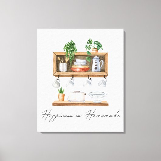 Waterverf Keuken Boho Cooking Quote Canvas Afdruk (Voorkant)