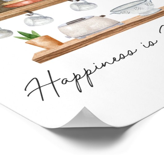 Waterverf Keuken Boho Cooking Quote Poster (Hoek)