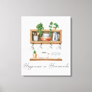 Waterverf Keuken Boho Kookcitaat Canvas Afdruk