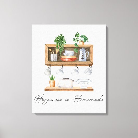 Waterverf Keuken Boho Kookcitaat Canvas Afdruk (Voorkant)