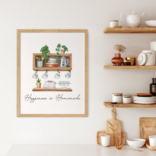 Waterverf Keuken Boho Kookcitaat Poster