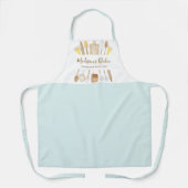 Waterverf keuken kookgerei Pastel blauw Schort (Voorkant)