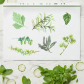 Waterverf Keuken Kruiden Groen Gepersonaliseerd Theedoek (Gevouwen)