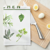 Waterverf Keuken Kruiden Groen Gepersonaliseerd Theedoek (Quarter Fold)