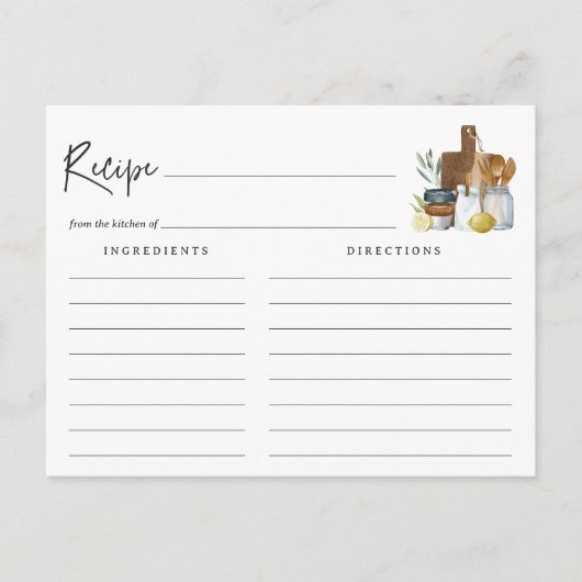 Waterverf Keuken Vrijgezellenfeest Recept Kaart (Voorkant)