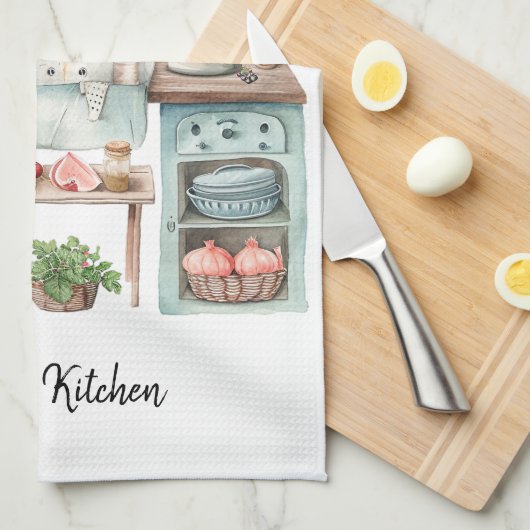 Waterverf Keuken wastafel keukenhanddoek (Quarter Fold)