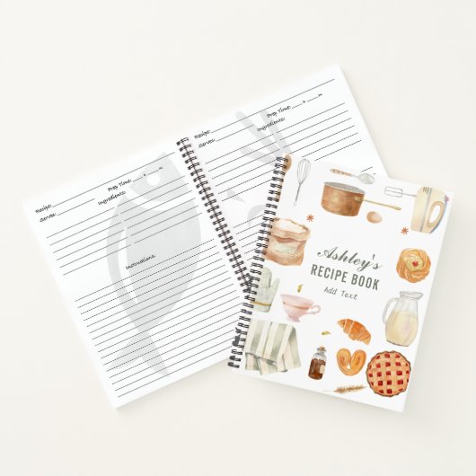 Waterverf keukenbenodigdheden gepersonaliseerd rec notitieboek (Binnen)