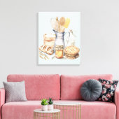 Waterverf Keukengerei Bakbenodigdheden Brood Canvas Afdruk (Insitu (Woonkamer))