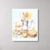Waterverf Keukengerei Bakbenodigdheden Brood Canvas Afdruk (Voorkant)