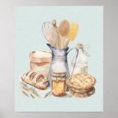 Waterverf Keukengerei Bakbenodigdheden Brood Poster (Voorkant)