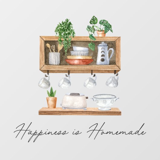 Waterverf Keukengerei Boho Koken Quote Raamsticker (Vel)