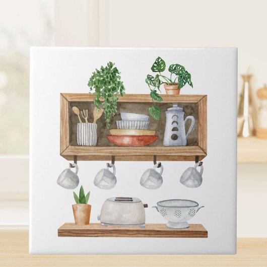 Waterverf keukengerei Boho stijl Tegeltje