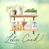 Waterverf Keukengerei en Houseplant Quote Raamsticker (Vel 3)