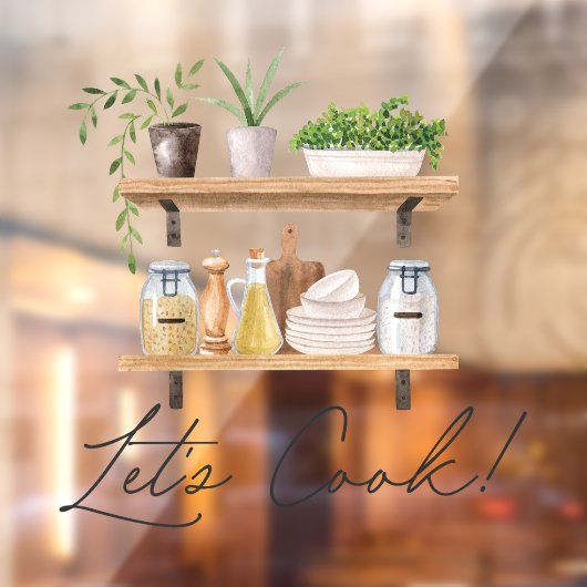 Waterverf Keukengerei en Houseplant Quote Raamsticker (Vel 2)