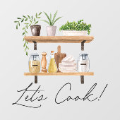 Waterverf Keukengerei en Houseplant Quote Raamsticker (Vel)