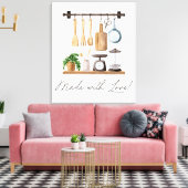 Waterverf keukengerei koken citaat canvas afdruk (Insitu (Woonkamer))