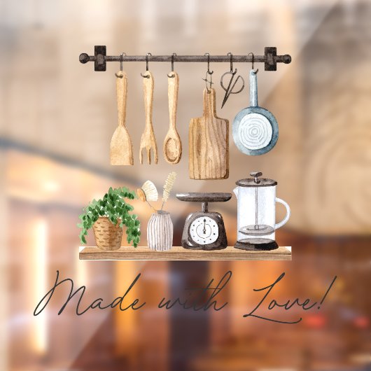 Waterverf keukengerei koken citaat raamsticker (Vel 2)