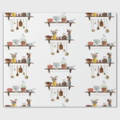  Waterverf keukengerei met retro Cadeaupapier (Vlak)