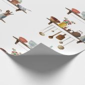  Waterverf keukengerei met retro Cadeaupapier (Hoek)