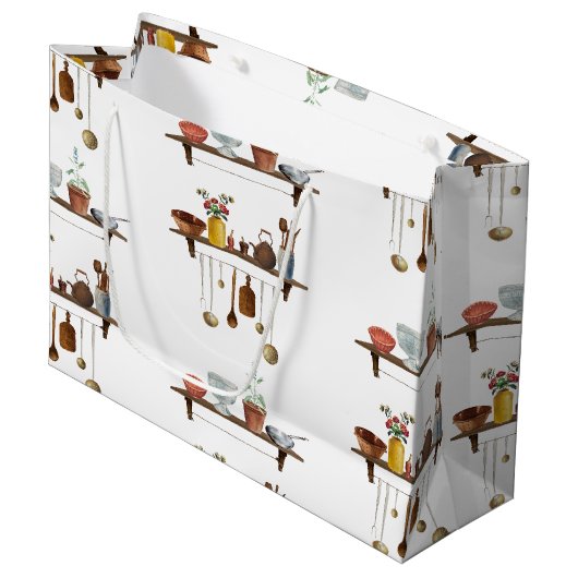 Waterverf keukengerei met retro Groot Cadeauzakje (Voorkant Gekanteld)