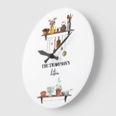  Waterverf keukengerei met retro Grote Klok (Hoek)