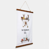 Waterverf keukengerei met retro Hangend Wandkleed (Gebogen)