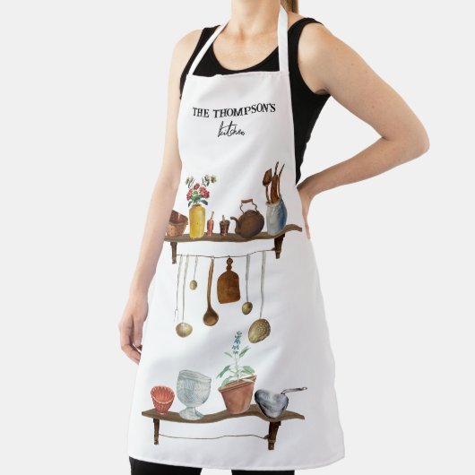 Waterverf keukengerei met retro Schort (Insitu)