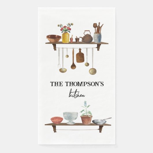 Waterverf keukengerei met retro Servet (Voorkant)