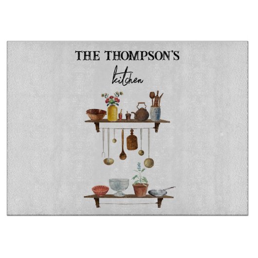  Waterverf keukengerei met retro Snijplank (Voorkant)