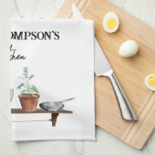  Waterverf keukengerei met retro Theedoek (Quarter Fold)