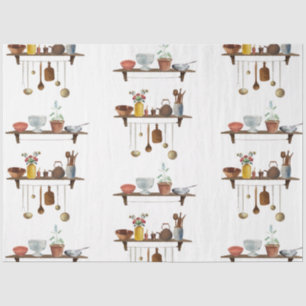  Waterverf keukengerei met retro Tissuepapier
