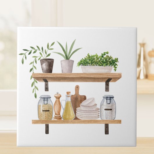 Waterverf keukengerei Scandinavische stijl Tegeltje