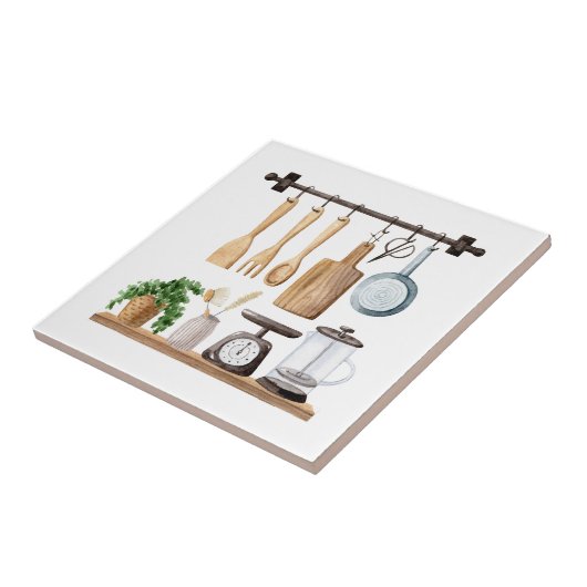 Waterverf keukengerei tegeltje (Zijkant)