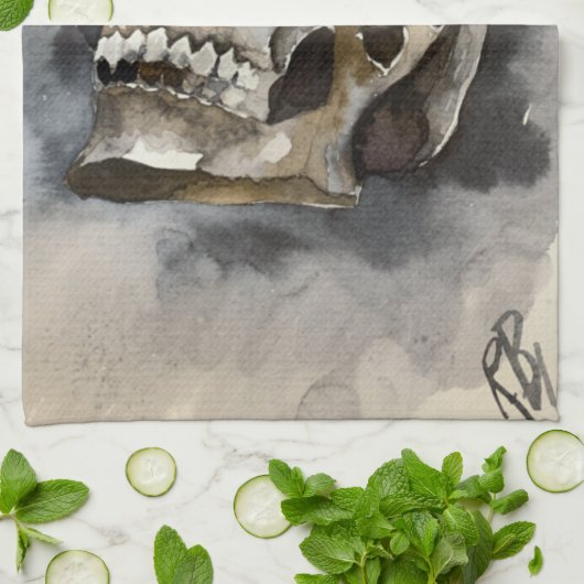 Waterverf keukenhanddoek (Gevouwen)