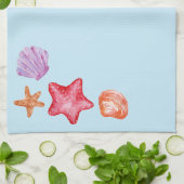 Waterverf keukenhanddoeken voor schelpdieren en ze (Gevouwen)