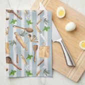 Waterverf Keukenmonogram gereedschap Modern Blauw Theedoek (Quarter Fold)