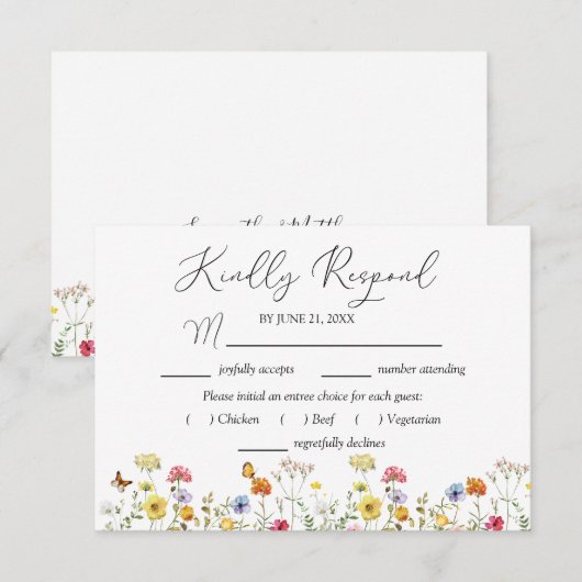 Waterverf Keuzen voor botanische enoom RSVP Kaartje (Voorkant / Achterkant)