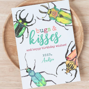 Waterverf Kevers Bugs en Kisses Verjaardags Kaart
