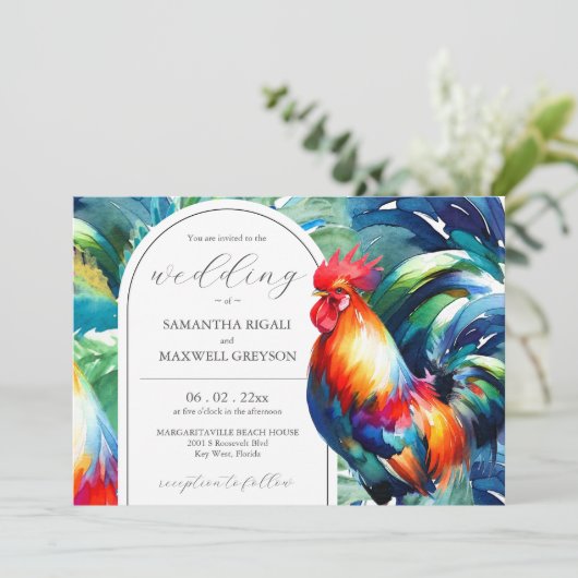 Waterverf Key West Florida trouwuitnodigingen Kaart (Staand voorkant)