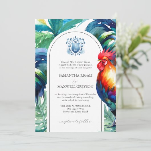 Waterverf Key West Formele bruiloft uitnodigingen (Staand voorkant)