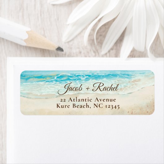 Waterverf Kieuwblauw Ocean Return Address Label (Insitu)