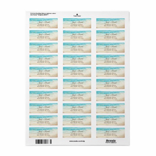Waterverf Kieuwblauw Ocean Return Address Label (Full Sheet)
