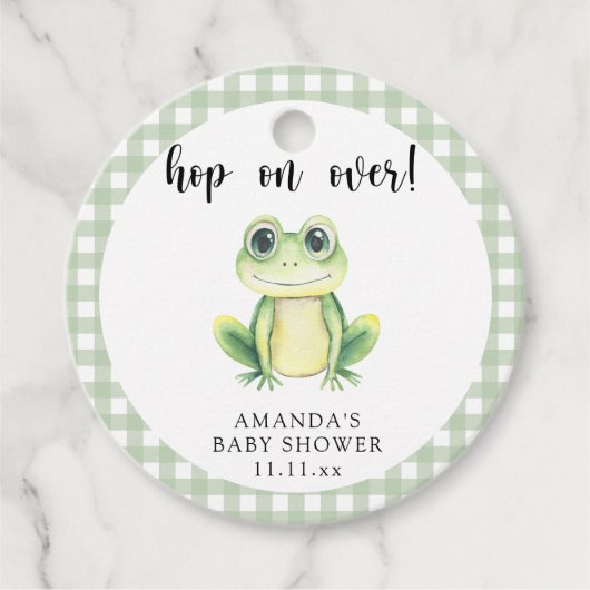 Waterverf kikker baby shower bedankjes labels (Voorkant)