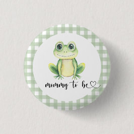 Waterverf Kikker Baby Shower Mama te worden Ronde Button 3,2 Cm