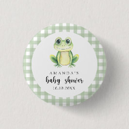 Waterverf Kikker Baby Shower Ronde Button 3,2 Cm