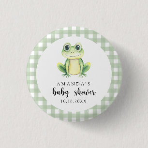 Waterverf Kikker Baby Shower Ronde Button 3,2 Cm