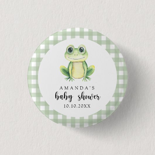 Waterverf Kikker Baby Shower Ronde Button 3,2 Cm (Voorkant)