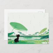 Waterverf kikker in de regen aankondigingskaart (Voorkant / Achterkant)