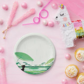 Waterverf kikker in de regen papieren bordje (Feest)