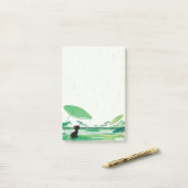 Waterverf kikker in de regen post-it® notes (Op bureau)